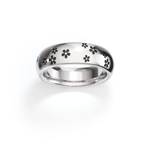 Floral Sterling Silver Ring Band: Black Cherry Blossom Flowers Ring with Free Personalization image 4
