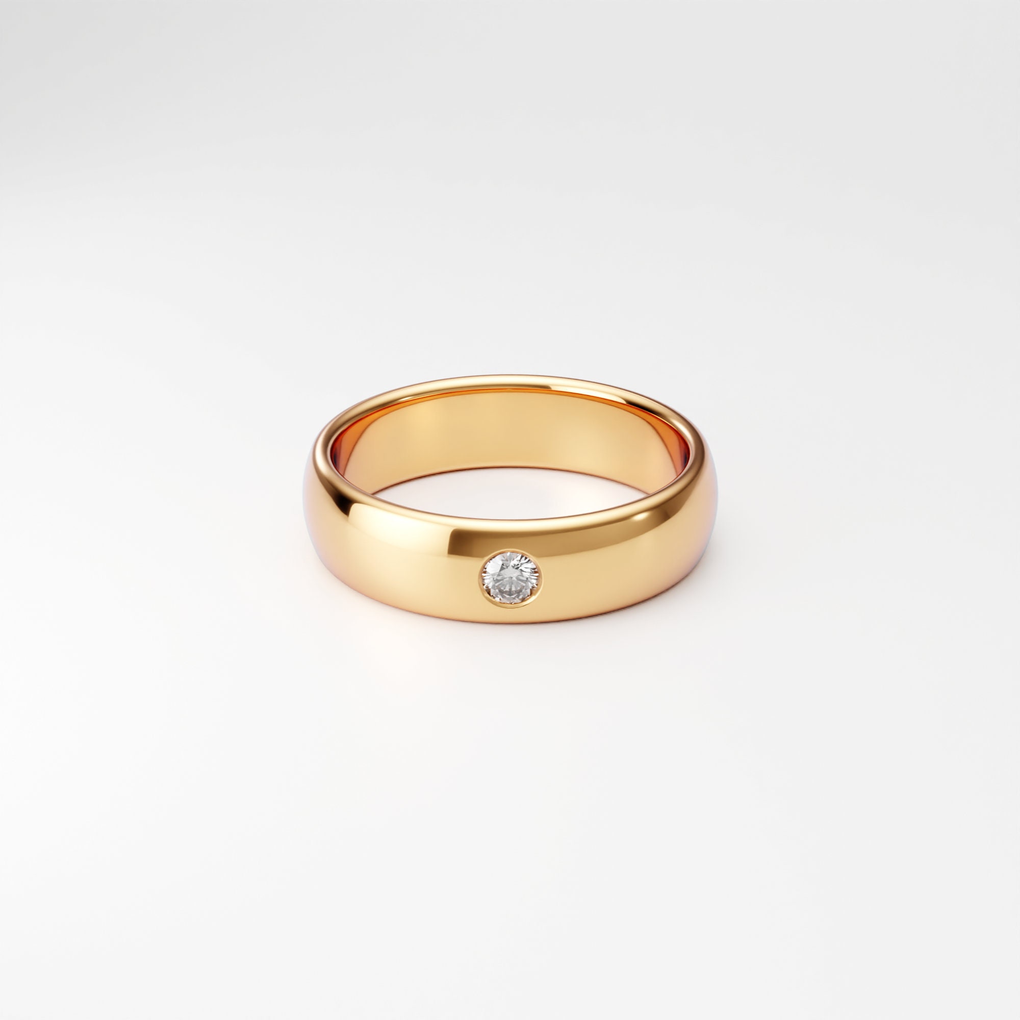 5mm Yellow Gold Diamond Band, Men's Wedding Ring, One Single Diamond, Rounded Domed Band, Unisex Diamond Band, 10K 14K 18K Solid Gold - Etsy 5mm Yellow Gold Diamond Band, Men's Wedding Ring, One Single Diamond, Rounded Domed Band, Unisex Diamond Band, 10K 14K 18K Solid Gold - Etsy