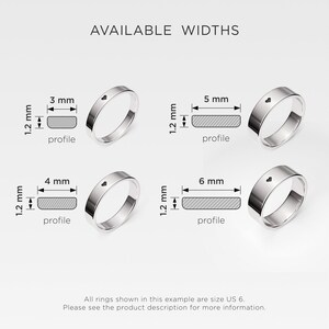 Promise Rings with Heart, His and Hers Promise Rings Set, Sterling Silver Rings 3mm & 5mm, Couple Rings Set, Matching Personalized Rings image 8