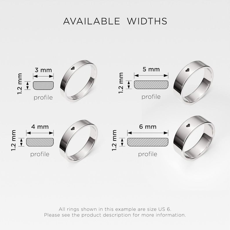Promise Rings with Heart, His and Hers Promise Rings Set, Sterling Silver Rings 3mm & 5mm, Couple Rings Set, Matching Personalized Rings image 8