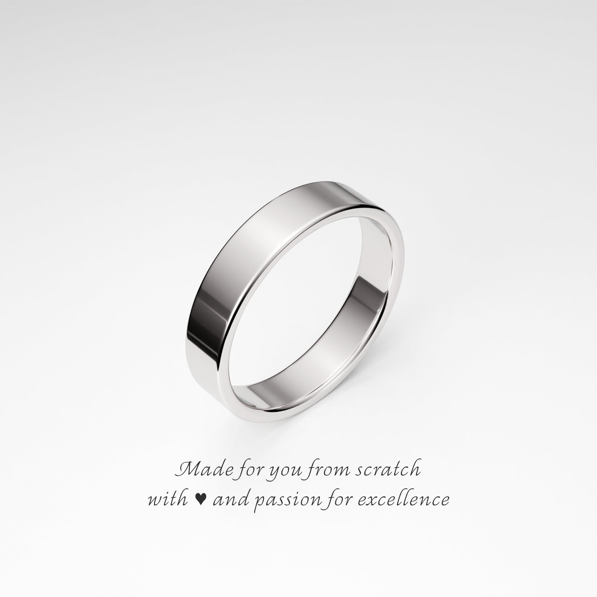 4mm Flat Silver Wedding Band Sterling Silver Plain Silver Band