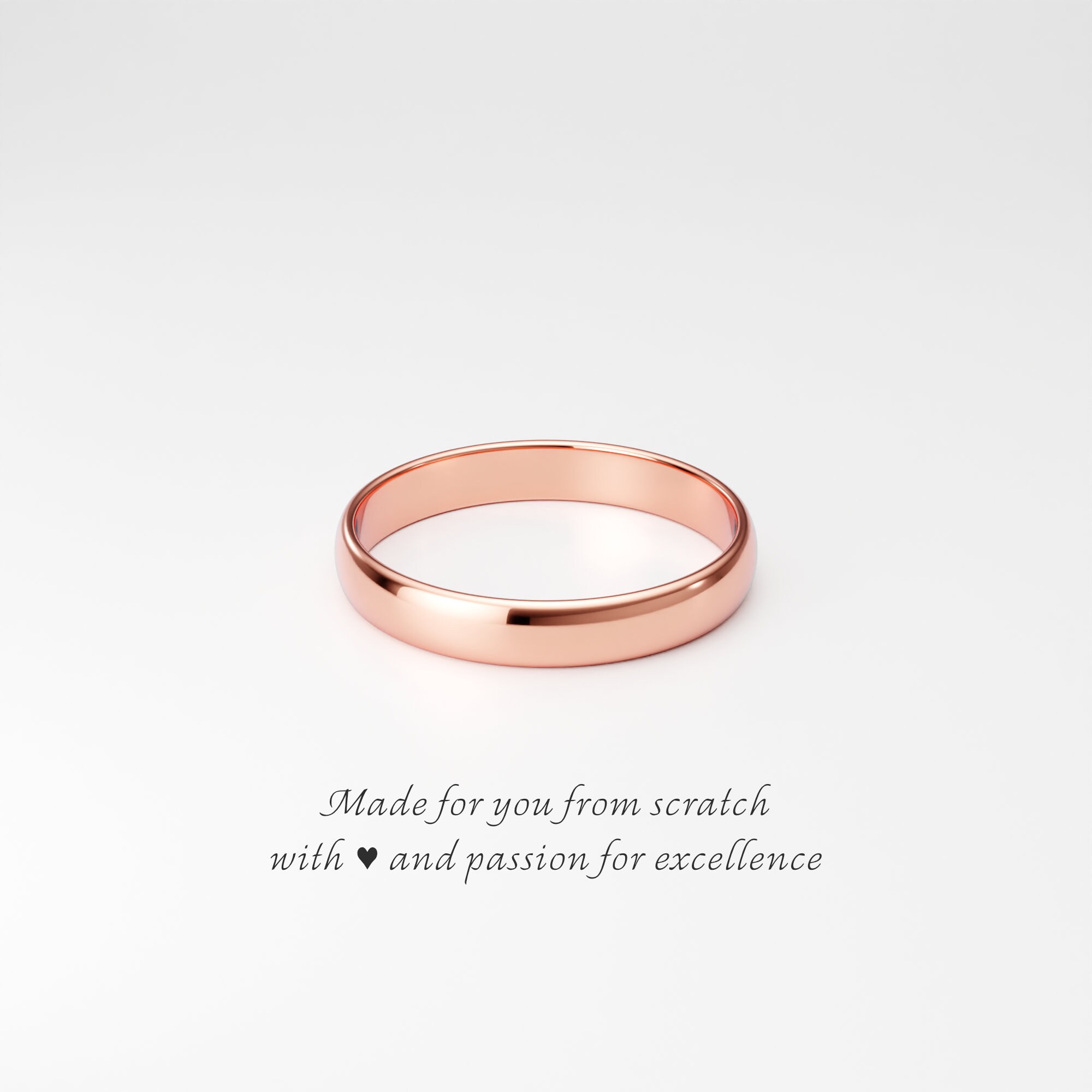 Classic 14k Rose Gold Comfort-Fit Band Dainty 3mm Wedding Ring for Women Classic 14k Rose Gold Comfort-Fit Band Dainty 3mm Wedding Ring for Women