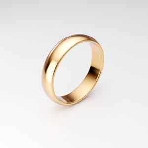 Men's Solid Gold Wedding Band: 5mm 10K 14K 18K Yellow Gold, Plain Classic Dome Ring image 3