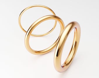 14K Yellow Gold Band: Full Round 1mm 1.25mm 1.6mm 1.8mm 2mm 2.5mm 2.9mm Plain Solid Wedding Ring