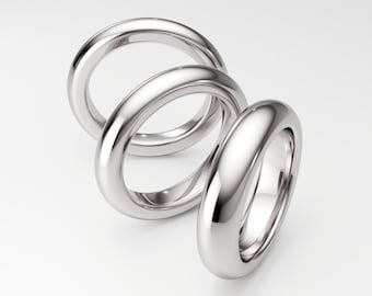 Alianza de platino 950 ultra gruesa: anillo abovedado grueso (3 x 3 mm, 4 x 3 mm, 5 x 3 mm)