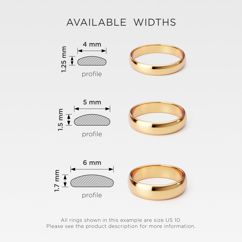 Men's Gold Wedding Band 4mm Solid Gold Band 10K 14K 18K | Etsy
