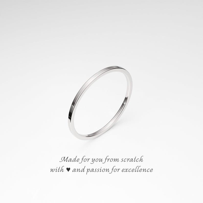1mm ULTRA THIN Flat Sterling Silver Band, Dainty Square Ring Spacer, Divider, Guard Bild 1