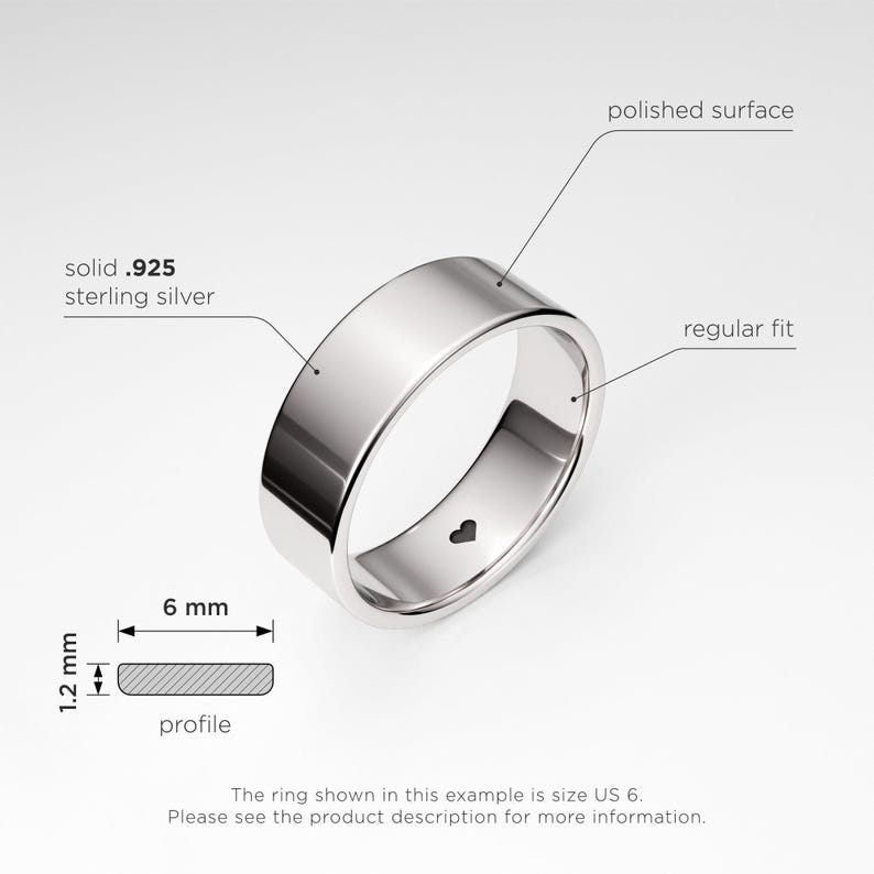 Promise Rings Set 3mm & 6mm – His and Hers Promise Rings, Matching Couple Rings Set, Matching Promise Rings for Couples, Sterling Silver image 3