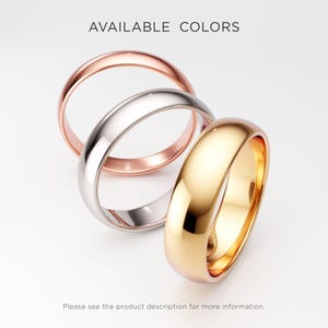 Men's Solid Gold Wedding Band: 5mm 10K 14K 18K Yellow Gold, Plain Classic Dome Ring image 7