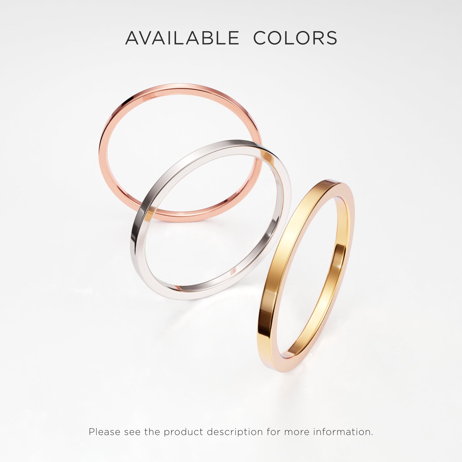 1.5mm Thin Yellow Gold Band 10K 14K 18K Solid Gold Square Etsy