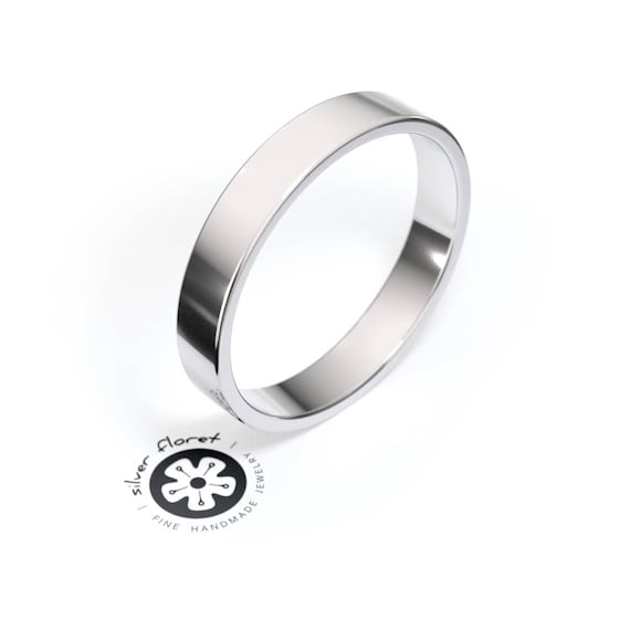 Mens 4mm Wedding Band in Sterling Silver