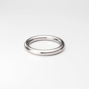 2.9mm 14K Solid White Gold Band: Full Round Thick Heavy Simple Wedding or Stacking Ring, Appr. ~3mm