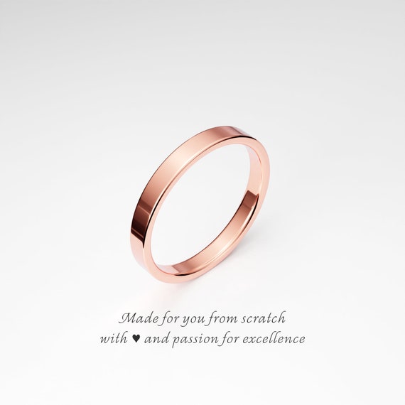 Handmade 18ct Rose Gold Wedding Band. Recycled 18k 1.5mm Halo Ring Sizes G  to P. - Addy's Vintage
