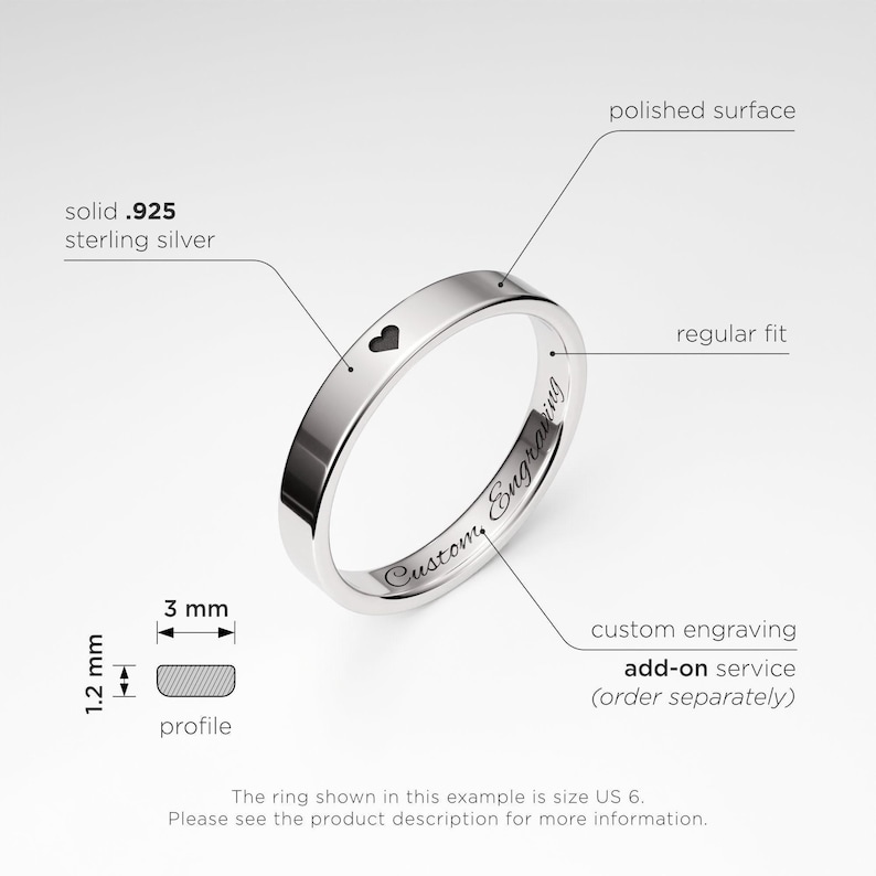 Promise Rings Set 3mm & 6mm – His and Hers Promise Rings, Matching Couple Rings Set, Matching Promise Rings for Couples, Sterling Silver image 2