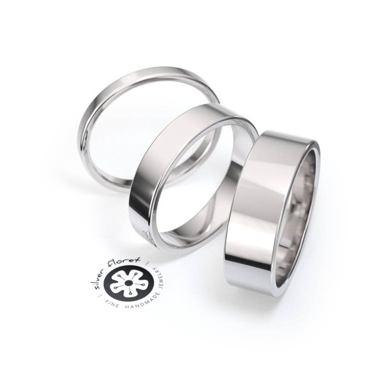 14k Solid White Gold Wedding Band Mens Womens Make A Matching Etsy