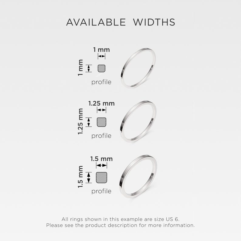 1mm ULTRA THIN Flat Sterling Silver Band, Dainty Square Ring Spacer, Divider, Guard Bild 6