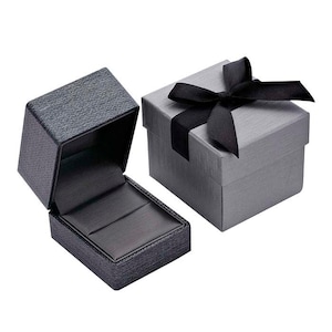 Elegant Ring Box: Silver and Black with Paper Gift Box