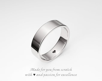 Promise Ring for Men: Tiny Heart on a Personalizable 5mm Sterling Silver Band, Engagement Ring, Valentines Day Gift for Him