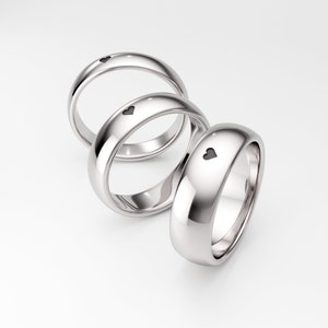 Promise Ring with Heart, Sterling Silver Heart Ring, Girlfriend Boyfriend Alternative Engagement Ring, Rounded Dome. Make your own ring set!