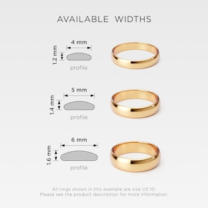 Men's Solid Gold Wedding Band: 5mm 10K 14K 18K Yellow Gold, Plain Classic Dome Ring image 6