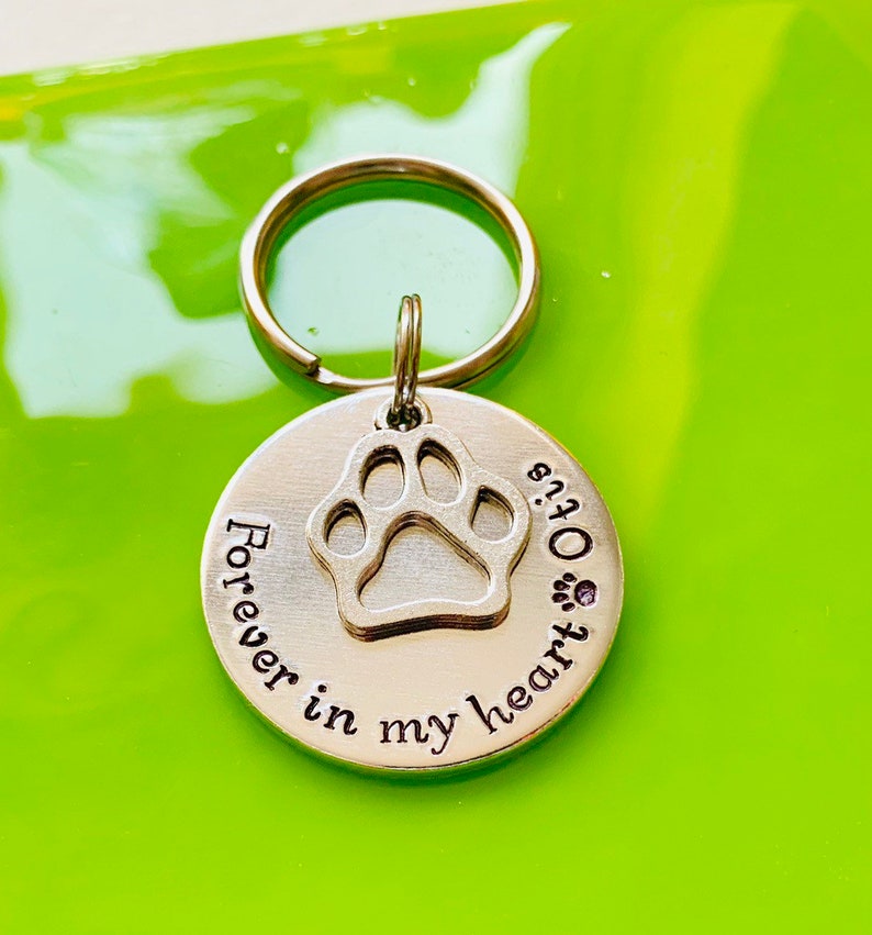 Hand stamped personalised pet keyring pet loss gift pet Etsy