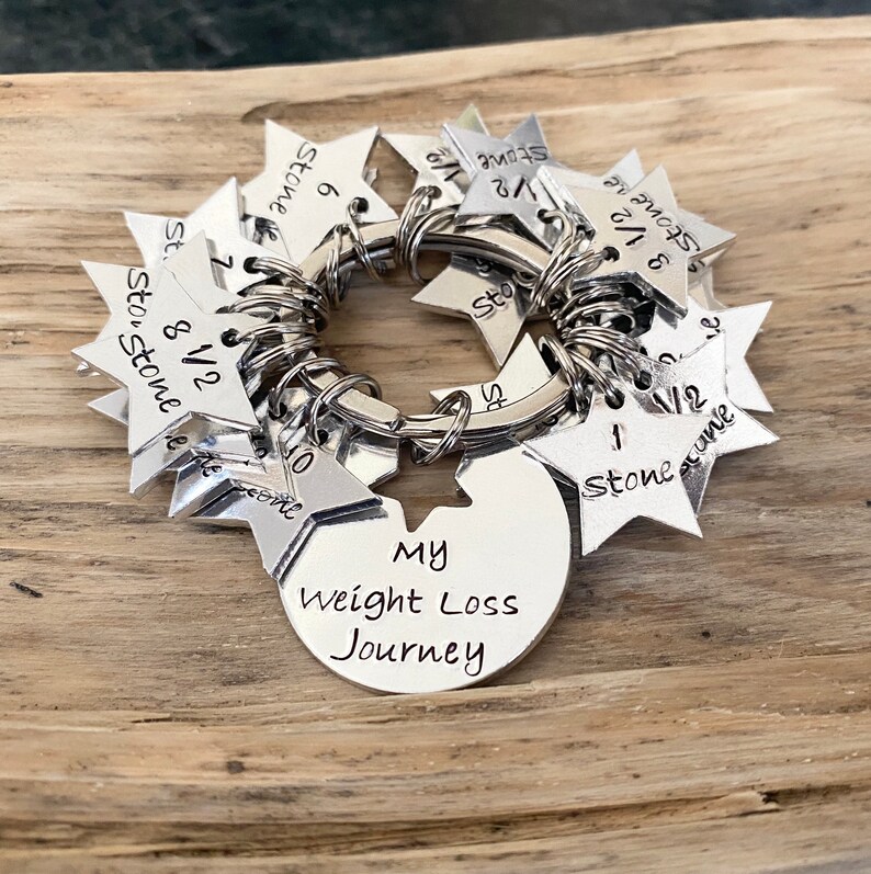 Hand stamped weight loss journey keyring, weight loss keyring, motivational keyring, diet keyring, inspirational keyring, new year gift image 5