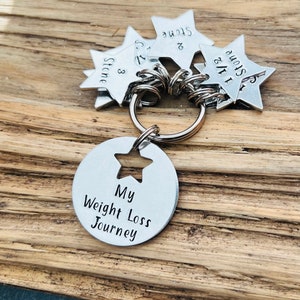 Hand stamped weight loss journey keyring, weight loss keyring, motivational keyring, diet keyring, inspirational keyring, new year gift image 2