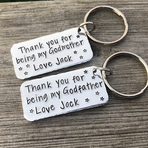 Godfather Gift, Godmother Gift, Personalised Godmother Keyring, Personalised Godfather Keyring, Godparent Gift image 1