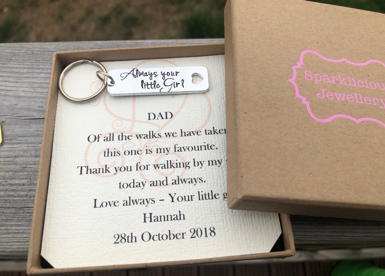 Father of the bride keyring and personalised gift box, Always your little Girl keyring, Father of the bride, Dad keyring image 1