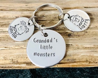 Grandad’s Little Monsters, This Grandad Belongs to... Father’s Day Gift, Grandad Gift, Personalised Grandad Keyring