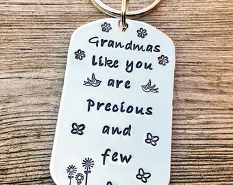 Hand stamped personalised keyring gift for her, grandma keyring, mum keyring, nanny keyring, Mother's Day gift
