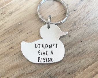 Duck keyring, 'couldn't give a flying', rude keyring, sweary gift, gift for him, gift for her, Obscene gift