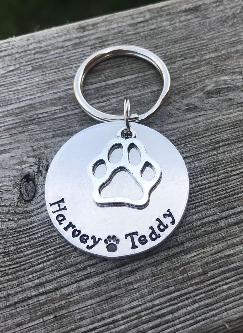 Handstamped Keyring Pet Keyring Personalised Dog Keyring Etsy UK