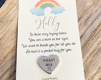 Personalised Pocket Hug, Keyworker Gift, NHS Gift, Carer Gift, Isolation Gift, Hug Token, Pocket Token, Lockdown Gift