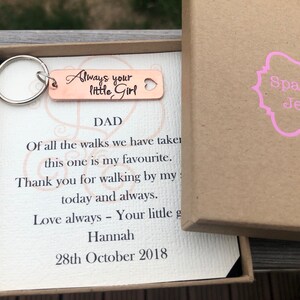 Father of the bride keyring and personalised gift box, Always your little Girl keyring, Father of the bride, Dad keyring image 3