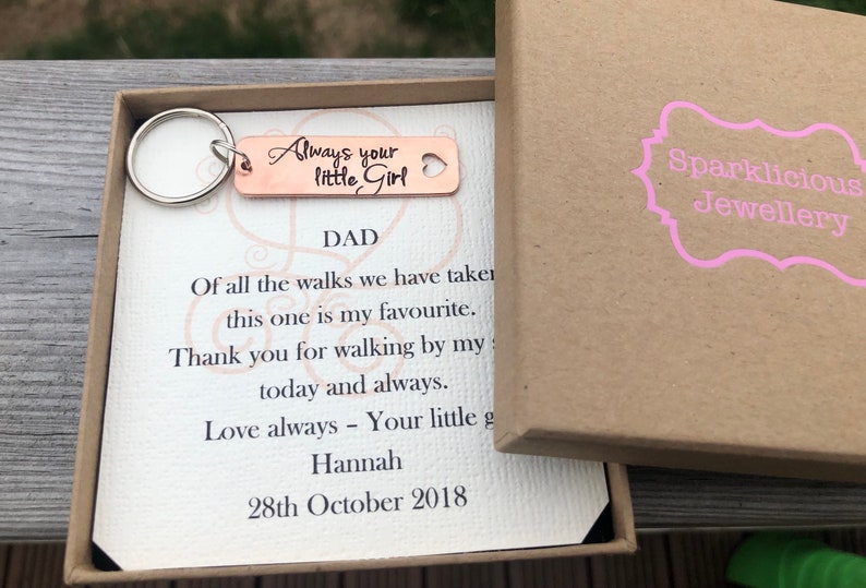 Father of the bride keyring and personalised gift box, Always your little Girl keyring, Father of the bride, Dad keyring image 3