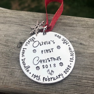 Baby's First Christmas Decoration, Baby's 1st Christmas, First Christmas, Personalised Tree Ornament, First Christmas Gift image 1