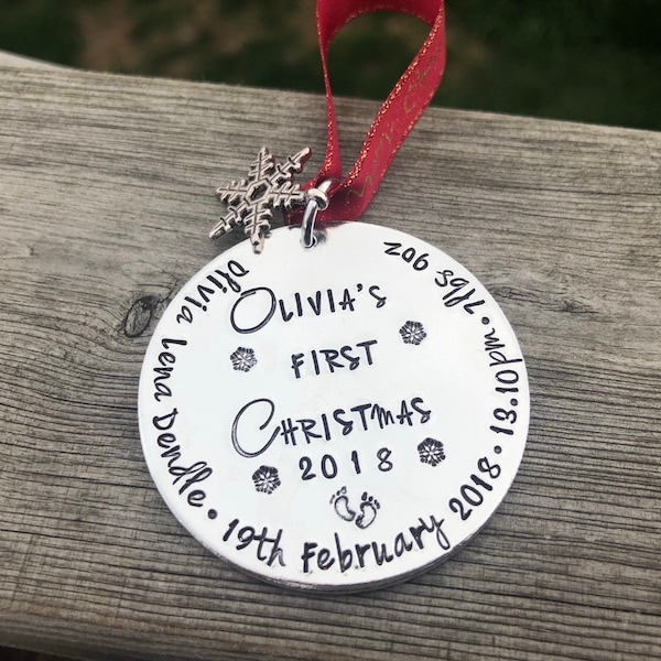 Baby's First Christmas Decoration, Baby's 1st Christmas, First Christmas, Personalised Tree Ornament, First Christmas Gift