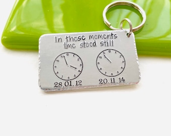 Time Stood Still Keyring, Anniversary Gift, Birth Gift, Keepsake Keyring, Valentines gift, Mother’s Day Gift, Father’s Day Gift