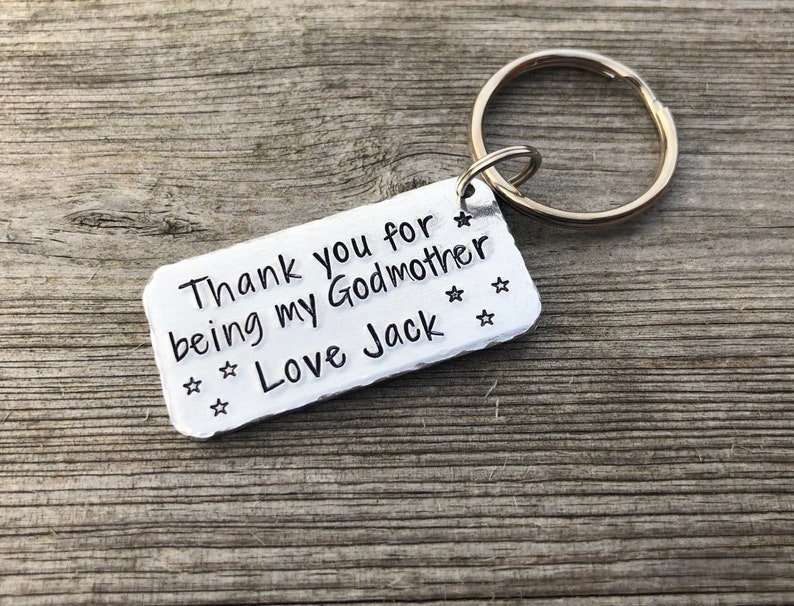 Godfather Gift, Godmother Gift, Personalised Godmother Keyring, Personalised Godfather Keyring, Godparent Gift image 2