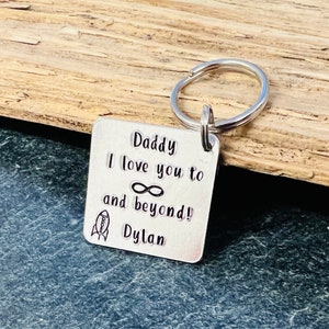 I love you to infinity and beyond, personalised keyring, Christmas gift, dad keyring, daddy gift, grandad keyring