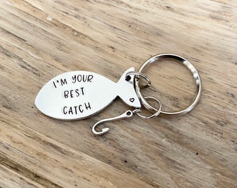 Personalised fish keyring, 'I'm your best catch' , Gift for him, Fishing gift, Fishing keyring, Valentines gift