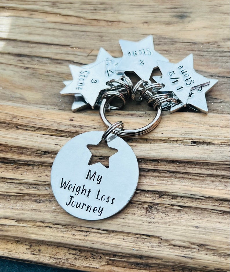 Hand stamped weight loss journey keyring, weight loss keyring, motivational keyring, diet keyring, inspirational keyring, new year gift image 4