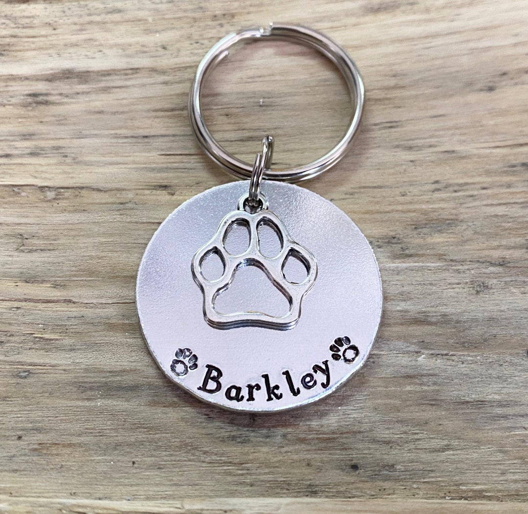 Handstamped Keyring Pet Keyring Personalised Dog Keyring Etsy UK