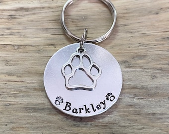 Handstamped Keyring, Pet Keyring, Personalised Dog Keyring, Personalised Cat Keyring, Gift For Dad, Gift For Mum