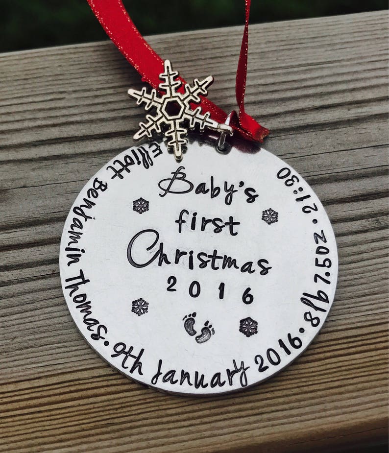 Baby's First Christmas Decoration, Baby's 1st Christmas, First Christmas, Personalised Tree Ornament, First Christmas Gift ‘Baby’s’ first