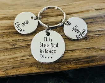 This Step Dad belongs to.. personalised keyring, Step dad gift, Step dad keyring, Father's Day Gift