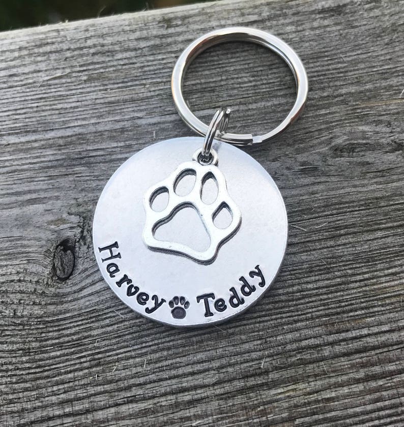 Handstamped Keyring Pet Keyring Personalised Dog Keyring Etsy UK