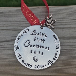 Baby's First Christmas Decoration, Baby's 1st Christmas, First Christmas, Personalised Tree Ornament, First Christmas Gift image 3
