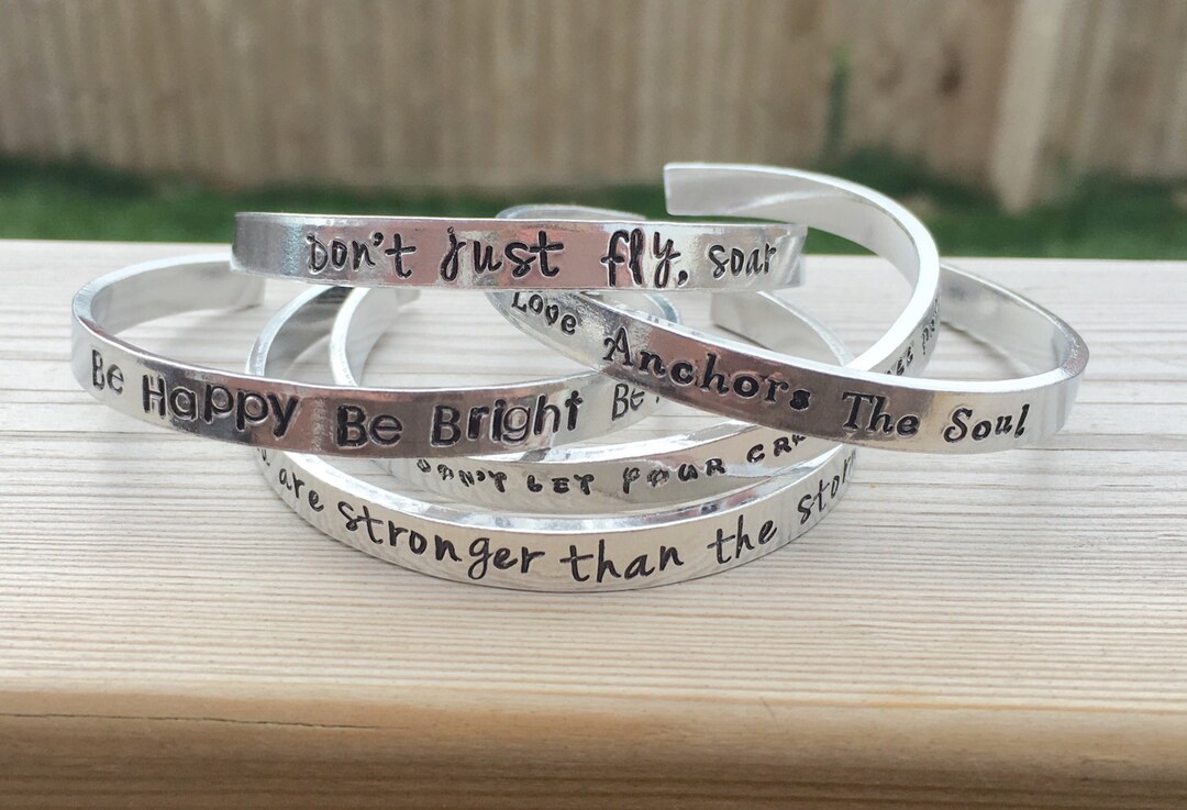 JoycuFF Inspirational Bracelets For Women - Personalized Mantra Cuff Bangle, Gift For Mom, Friend, Her